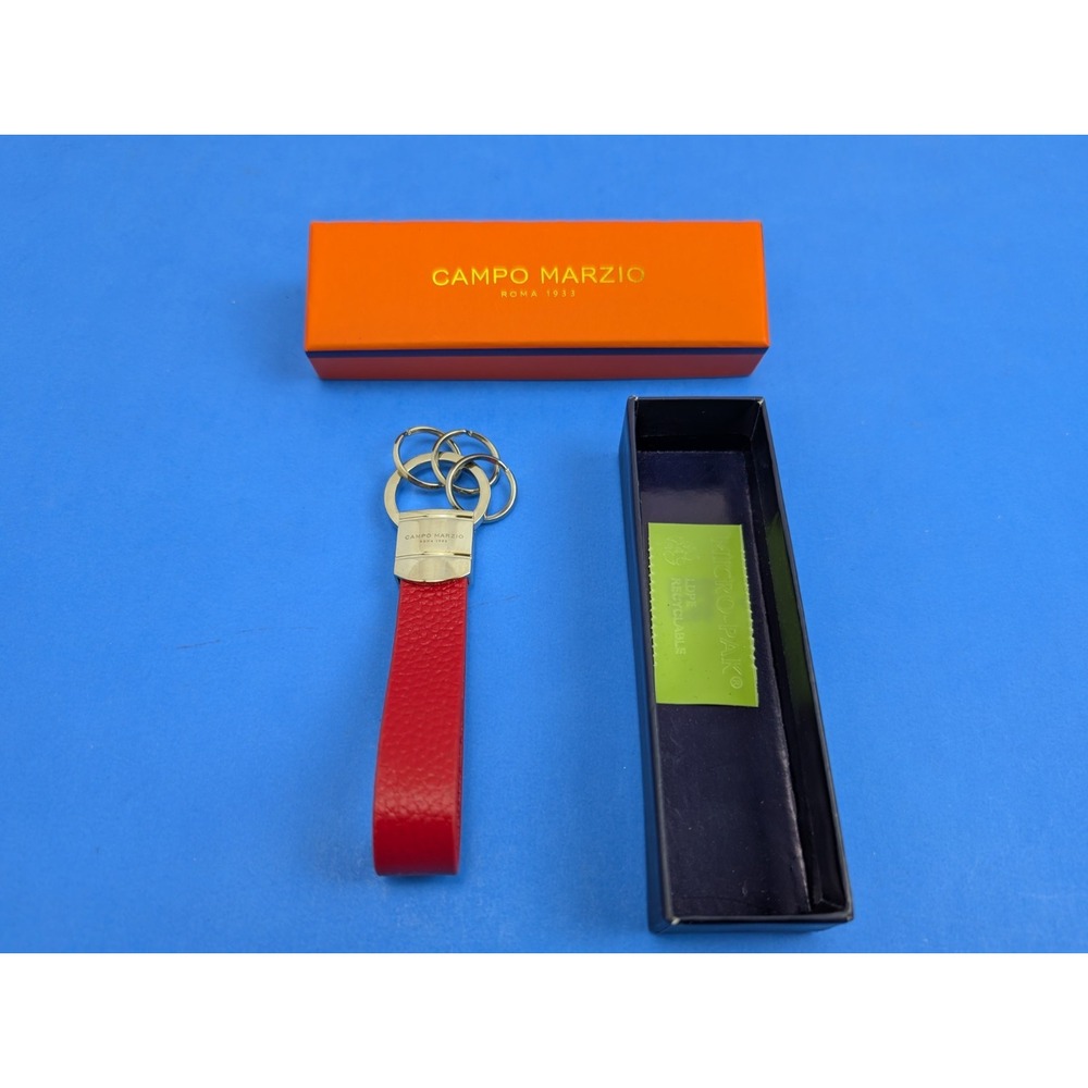 Campo Marzio Genuine Orange Leather Swing Key Holder Triple Keychain